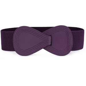 INSPIRE CHIC Women's Interlock 8-shaped Faux Leather Buckle Elastic Belt 1 Pc - 1 of 4