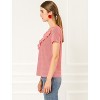 Allegra K Women's Ruffle V Neck Casual Striped Short Sleeve Tops - 4 of 4