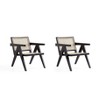 Set of 2 Hamlet Wood Accent Chairs Black/Natural Cane - Manhattan Comfort: Rattan Detail, No Assembly Required - 2 of 4