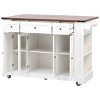 YOOCOZZ Farmhouse Wood Kitchen Cart with Socket, Hidden Wheels, Storage Racks and Drawers - 3 of 4