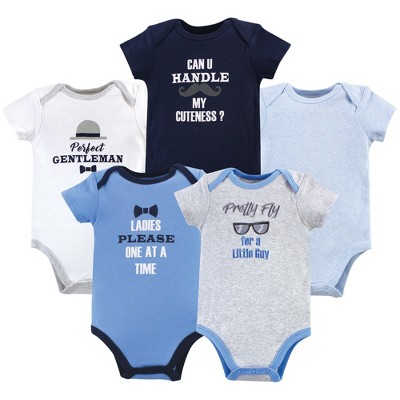 Image of Luvable Friends Baby Boy Cotton Bodysuits 5pk, Gentleman, 3-6 Months