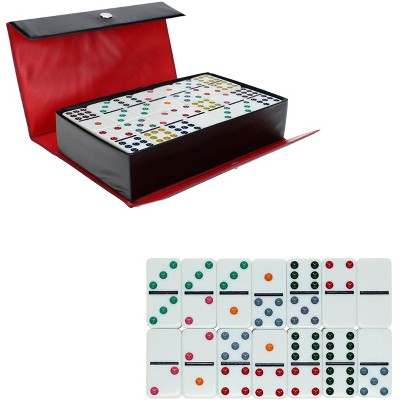 WE Games Double Nine Dominoes - Ivory Color Tiles with Color Dots