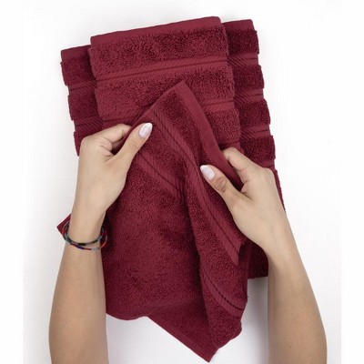 Luxury 4 Piece Burgundy Red Turkish Cotton Bath Towel Set