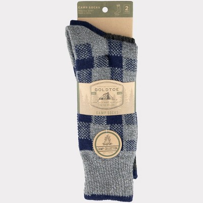 Signature Gold by GOLDTOE Men's Buffalo Check Boots Socks 2pk - Gray 6-12.5