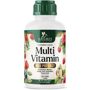 Liquid Multivitamin - Sugar Free Daily Multi Vitamin for Women, Vitamins A, C, D, B-12, Biotin & Zinc, Berry Flavor, 15 Fl Oz by Nature's Nutrition - 1 of 4