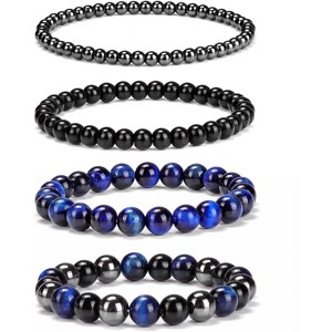 4pcs Beaded Bracelets for Women,Natural Healing Crystal Gemstones Bracelet - 1 of 4
