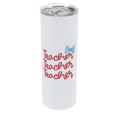 Elanze Designs 20 Ounce Stainless Steel On the Go Travel Tumbler With Push Top Lid, Teacher