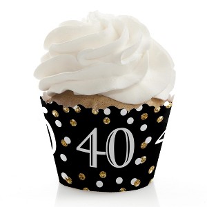 Big Dot of Happiness Adult 40th Birthday - Gold - Birthday Party Decorations - Party Cupcake Wrappers - Set of 12 - 1 of 4