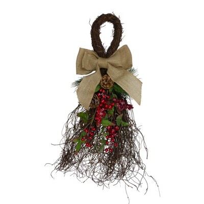 Northlight 24" Iced Berries and Burlap Artificial Christmas Twig Teardrop Swag