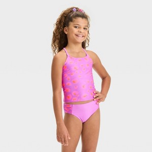 Girls' Leopard Spot Tankini Set - Cat & Jack™ Purple - 1 of 3