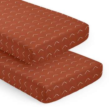 Sweet Jojo Designs Gender Neutral Unisex Fitted Crib Sheets Set Diamond Tuft Rust Orange Off White 2pc