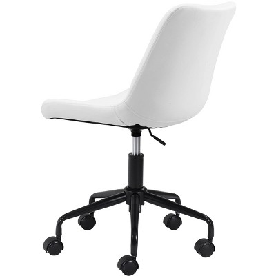 White Matte Metal Curved Office Desk Chair