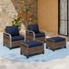 EAGLE PEAK Wicker Outdoor Chair, Patio Chair Curved Armrest, 2 Chairs 2 Ottomans, 4 Pieces - 2 of 4