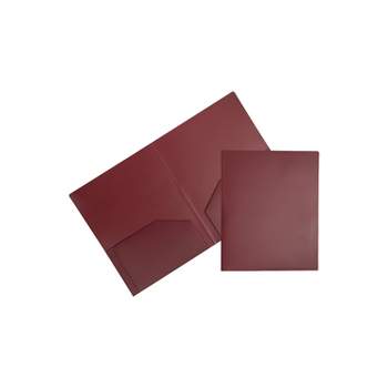 JAM Paper Heavy Duty 2-Pocket Plastic Folders Burgundy 6/Pack (383HBGA)