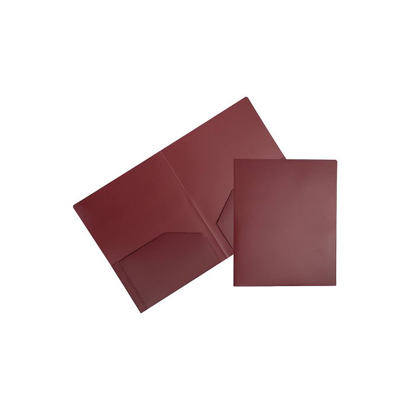 JAM Paper Heavy Duty 2-Pocket Plastic Folders Burgundy 6/Pack (383HBGA), 1 of 6