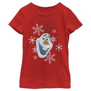 Girl's Frozen Olaf Smile T-Shirt - 1 of 4