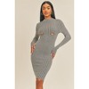 Slickblue Women's Long Sleeve Midi Dress, Stripe Print, Black and White, Comfortable Stretch Fit, Size S-L - 2 of 4