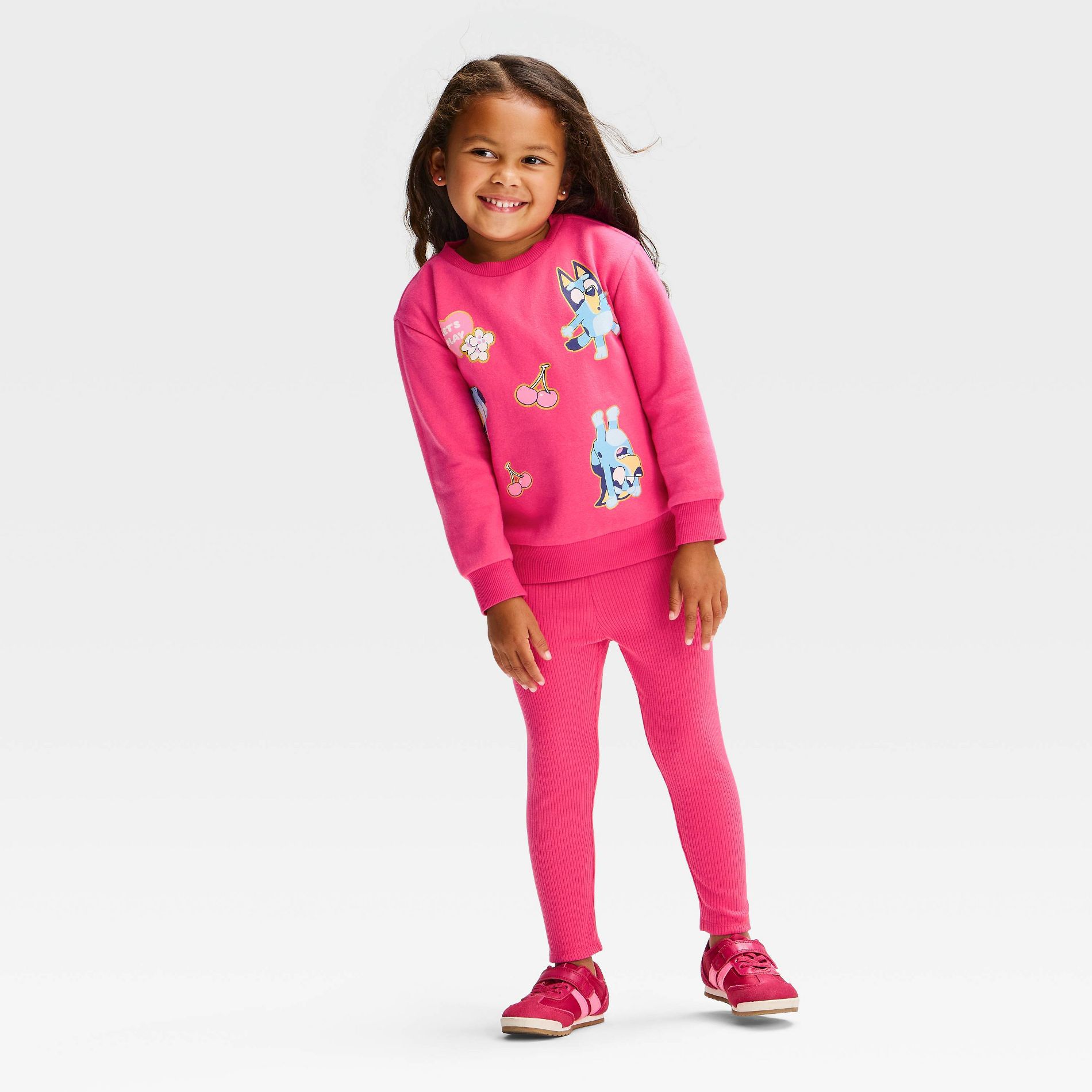 Toddler Girls' 2pc Bluey Fleece Sweatshirt & Pants Set - Pink