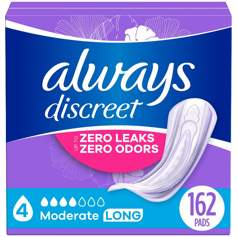 Always Discreet Incontinence & Postpartum Incontinence Pads for Women - Moderate Absorbency - Size 4, 1 of 14