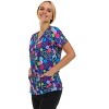 Medichic Scrubs Printed V-Neck Scrub Top - Four Pocket Fashion Scrub Top for Women, Be Happy Smiles, X Small - 3 of 4