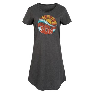 Women's - Instant Message - Follow the Sun Sunburst Graphic T-shirt Dress - 1 of 4