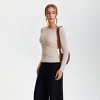 Women's Long Sleeve Ruched Blouse - A New Day™ Beige - 3 of 4