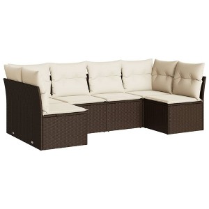 vidaXL Garden Sofa Set Brown and Cream White - 1 of 4