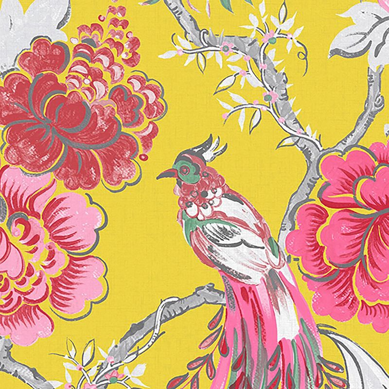 Chinoiserie Canary Yellow Floral Paste the Wall Wallpaper, 4 of 5