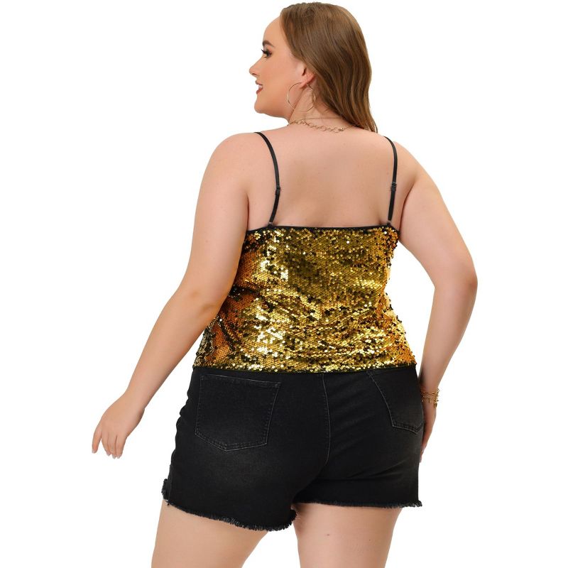 Agnes Orinda Women's Plus Size Sequined Shining Club Party Sparkle Cami Camisoles, 4 of 6