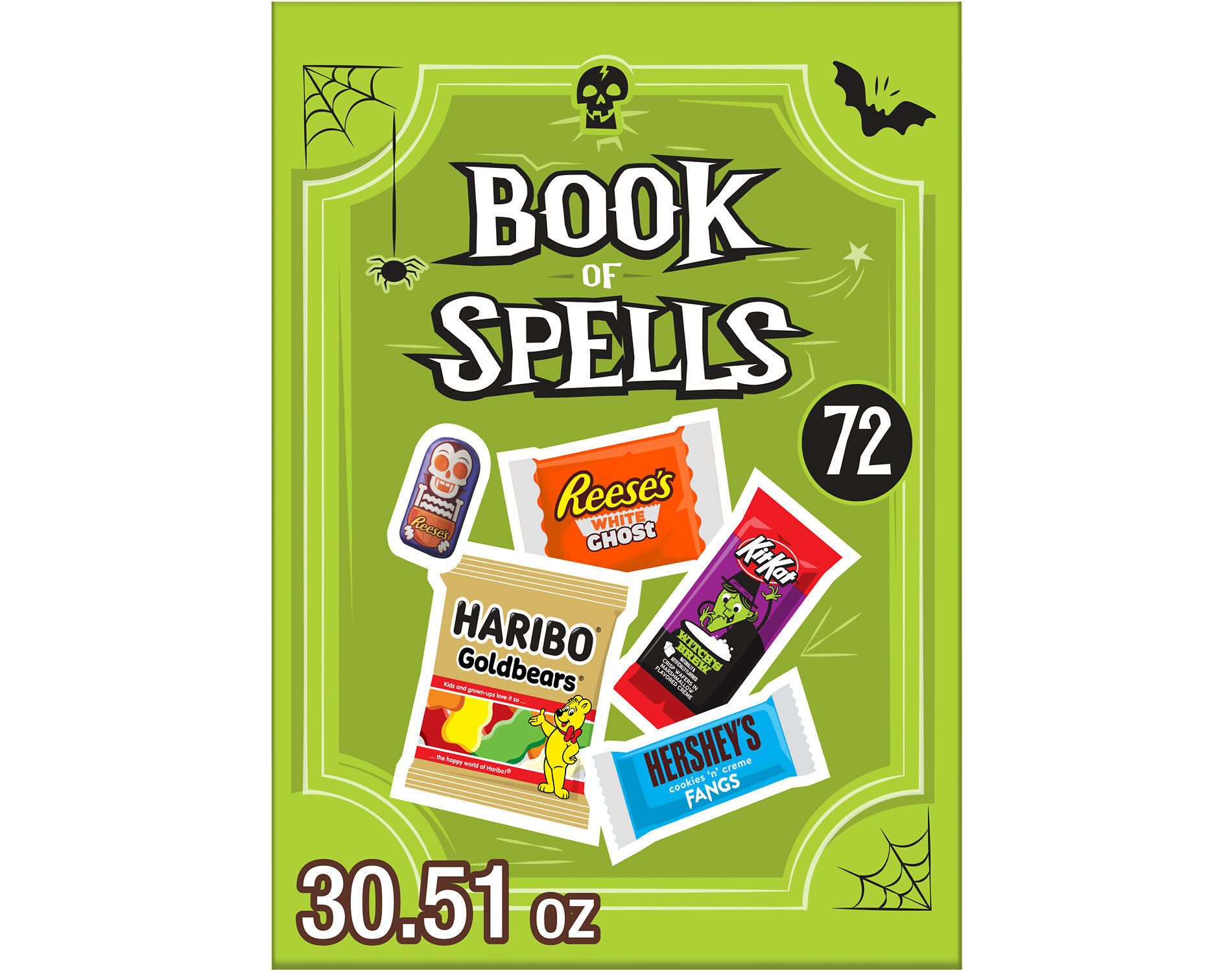 HERSHEY'S Chocolate & Sweets Assorted Trick or Treat Halloween Candy Spell Book Box - 30.51oz/72pc
