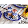 Blue Rose Polish Pottery 42 Vena Salt & Pepper Shakers with Tray - 2 of 2
