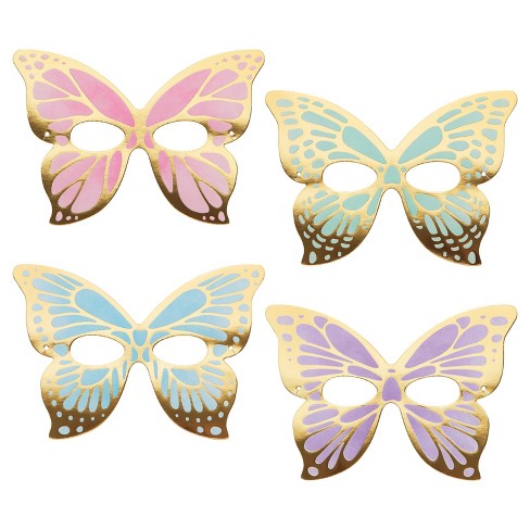 24ct Golden Butterfly Wearable Party Paper Masks : Target