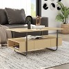 24/7 Shop At Home 36" Songcraft Contemporary 1 Drawer Coffee Table with Shelves Light Maple: Metal Frame, MDF Top, Fixed Shelf - 2 of 4