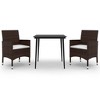 vidaXL 3 Piece Patio Dining Set with Cushions Poly Rattan and Glass - 2 of 4