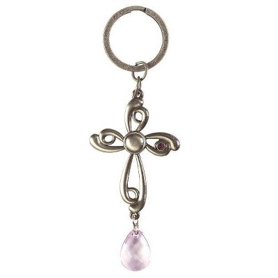Dicksons Blessed Mother Purple Floral 3 inch Pewter Keychain Ring Accessory