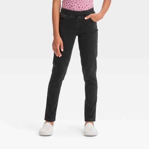 Girls' Pull-On Woven Jeggings - Cat & Jack™ Black 18 Plus