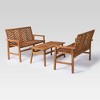 3pc Slatted Chevron Acacia Wood Patio Loveseat Set - Brown - Saracina Home: Outdoor Furniture Set, Weather-Resistant - 3 of 4