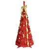 Artificial 6ft Red Pop Up Christmas Tree with 150 lights,4 ribbons,1 large bow,12 Christmas flowers,12 snowflakes,12 pine cones,12 60MM balls - 2 of 4