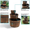Sunnydaze 30"H Electric Wood Rustic Farmhouse Style 3-Tier Barrel Outdoor Water Fountain - 2 of 4