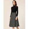INSPIRE CHIC Women's Tartan Plaid High Waist Belted Vintage A-Line Midi Skirt - 2 of 4