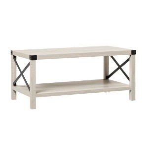 Farmhouse Metal-X Coffee Table with Lower Shelf - Stone Grey - 1 of 1