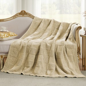 Chenille Knit Throw Blanket ，Soft Checkered Texture for Sofa, Bed, and Living Room-Amelie Home - 1 of 4