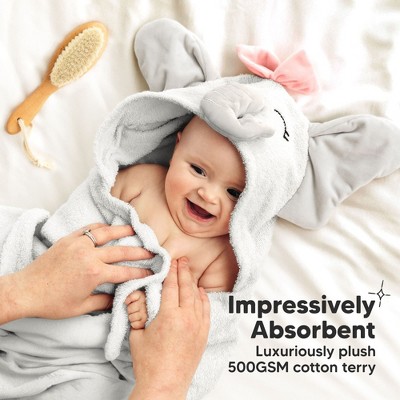 Ella Gray Organic Cotton Hooded Baby Towel Set