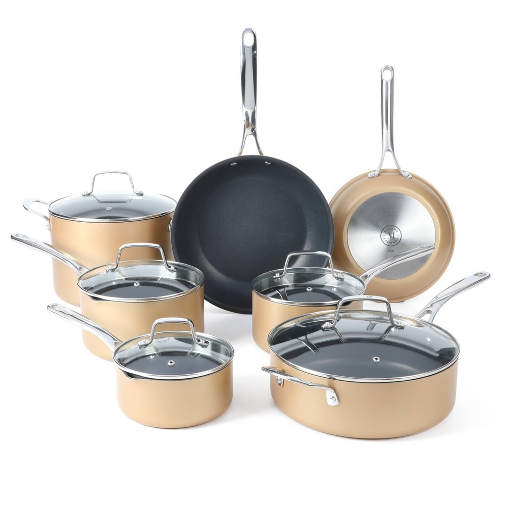 Martha Stewart 12pc Aluminum Hard Anodized Nonstick Cookware Set Copper Black Interior