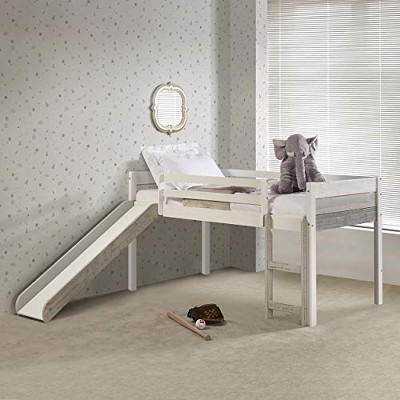 Donco Kids Twin Low Loft Bed in Grey White Finish