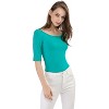 Allegra K Women's Half Sleeves Scoop Neck Fitted Layering Soft T