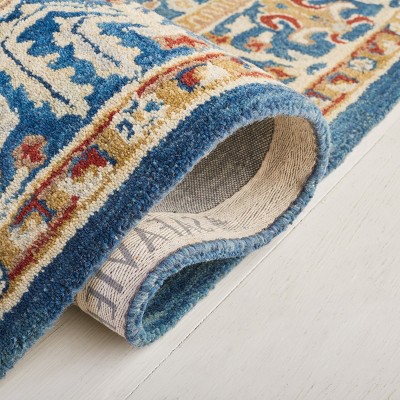 Handmade Dark Blue and Multi Wool Tufted Area Rug