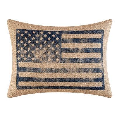 C&F Home 18" x 24" American Flag Burlap Printed July 4th Throw Pillow