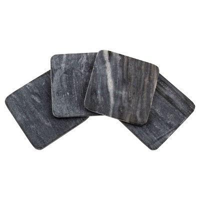 Thirstystone Square Black Marble Coasters Set of 4