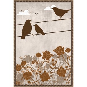 Amanti Art 3 Birds Brown by Jemma Morris Framed Canvas Wall Art - 1 of 4